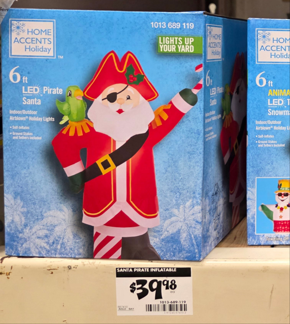 6 ft LED Pirate Santa