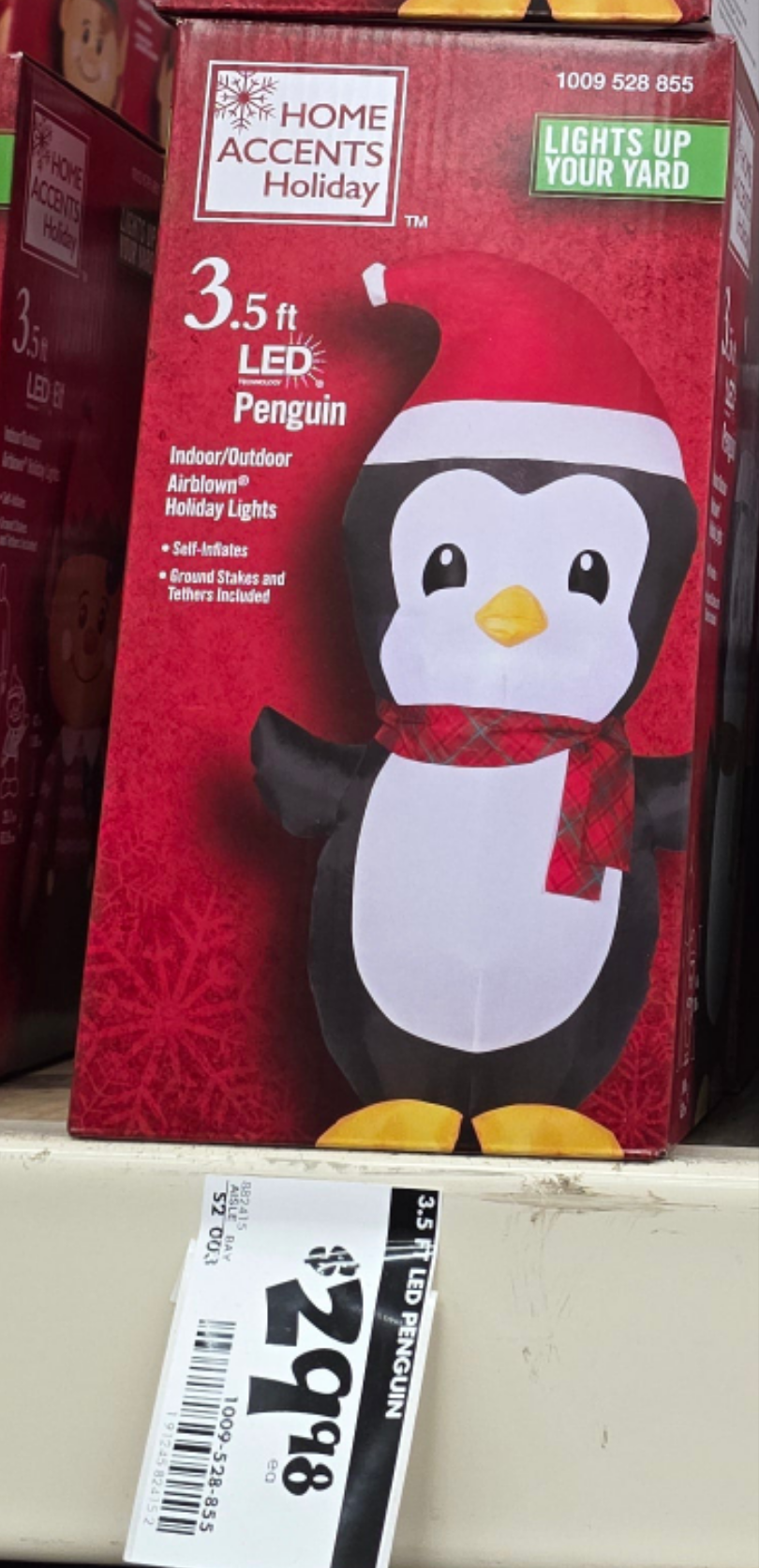 3.5 ft. H x 2 ft. W LED Airblown Holiday Lights Penguin with Santa Hat Christmas Inflatable