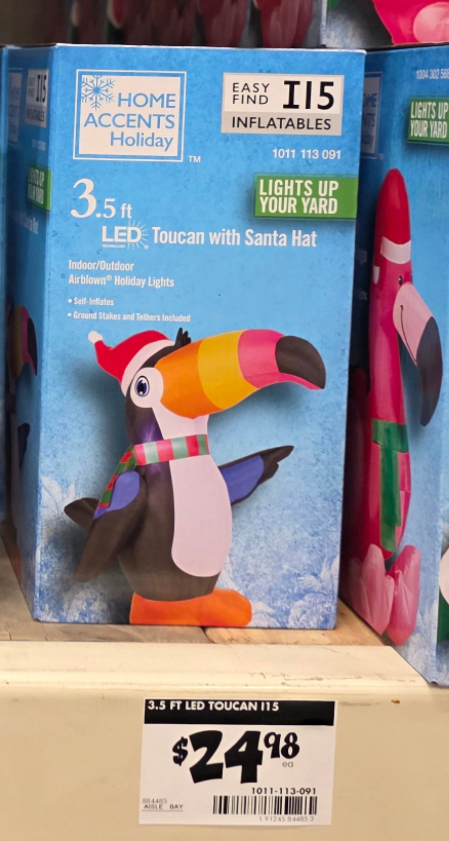 3.5 ft. H x 2.4 ft. W LED Airblown Holiday Lights Toucan with Santa Hat Christmas Inflatable