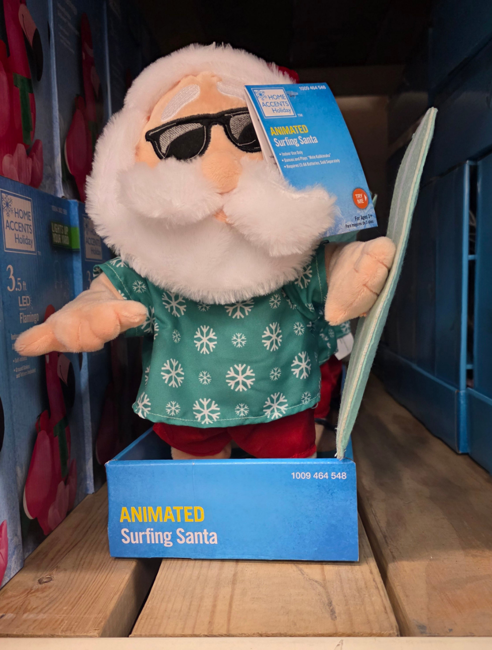 15 in. Animated Surfing Santa
