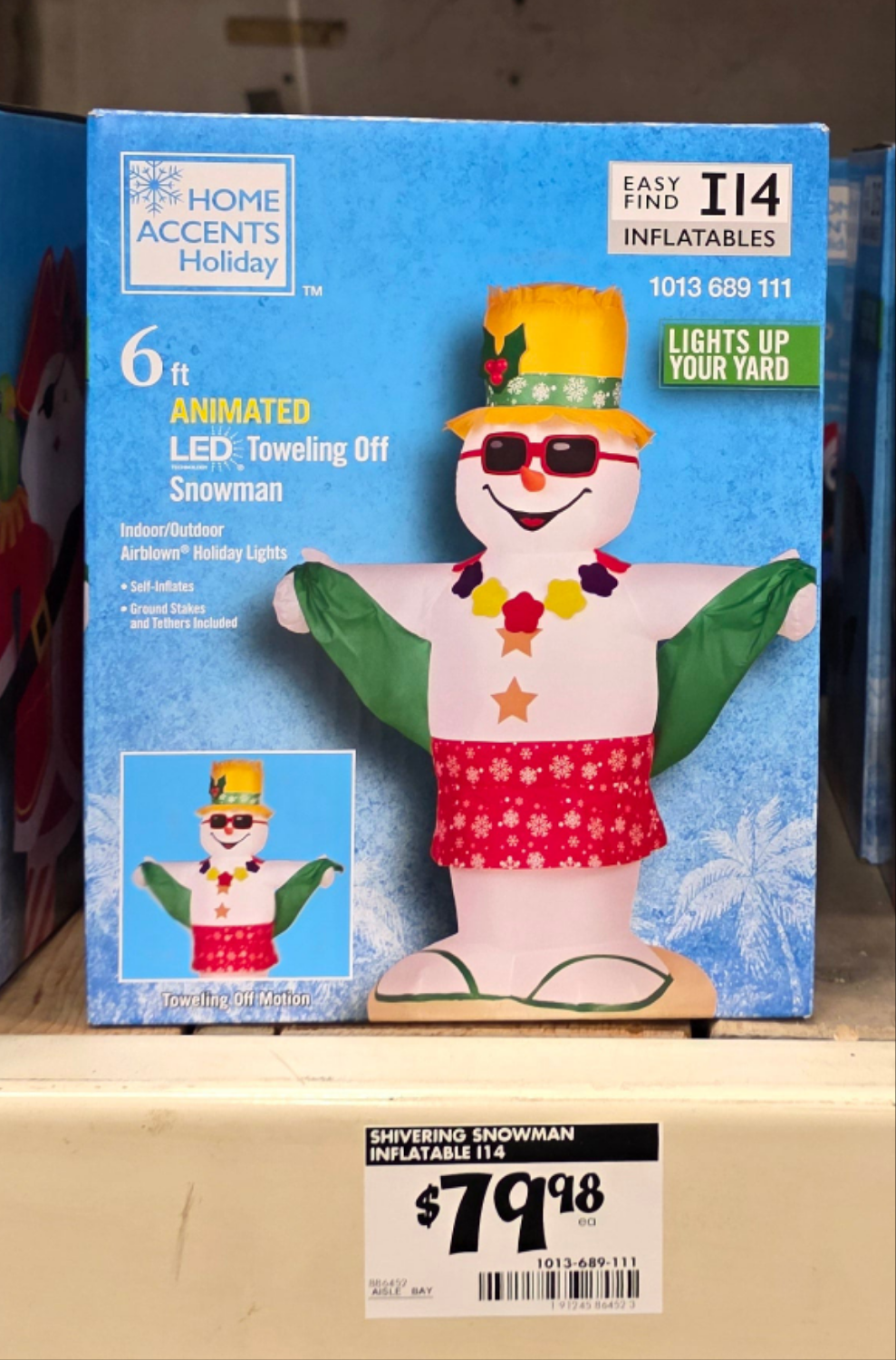 6 ft Animated LED Toweling Off Snowman