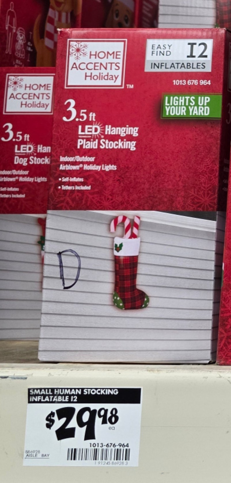 3.5 ft LED Hanging Plaid Stocking