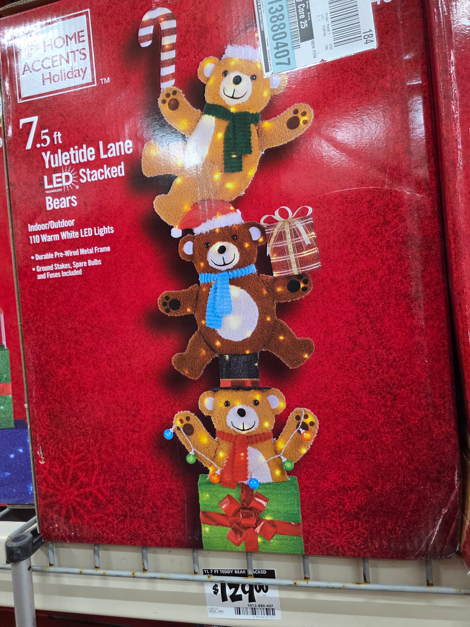 7.5 ft. Yuletide Lane LED Stacked Bears Holiday Yard Decoration