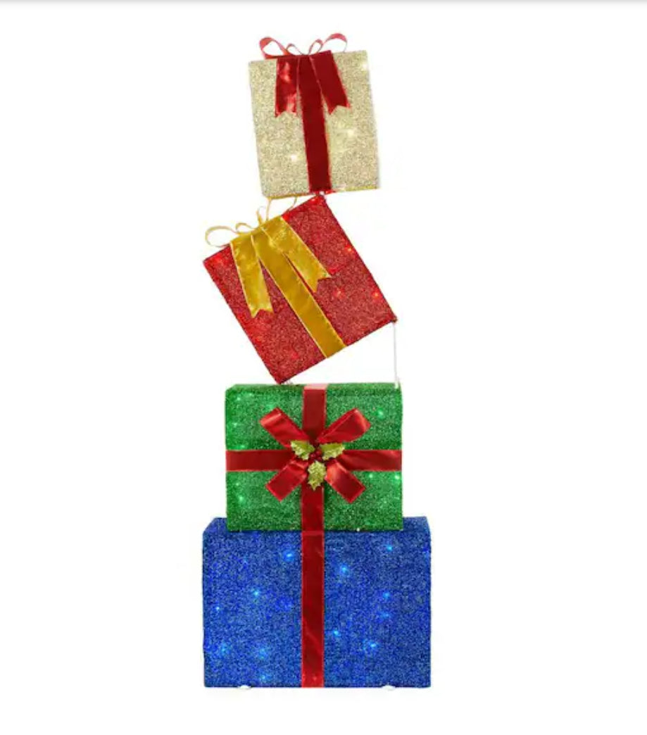 4.5 ft. Yuletide Lane LED Stacked Gift Boxes Holiday Yard Decoration