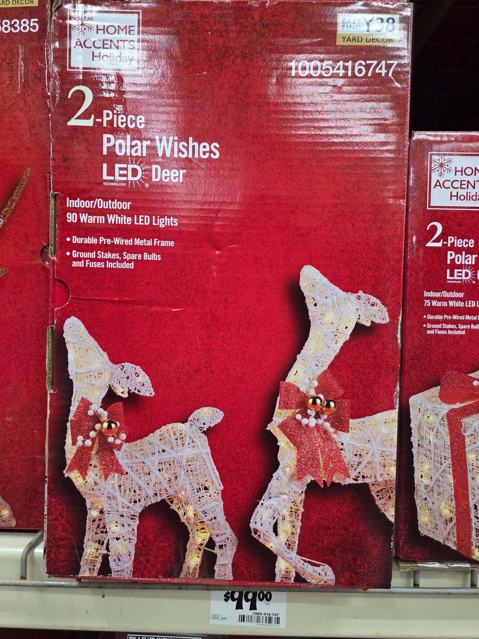 2-Piece Polar Wishes LED Deer Holiday Yard Decoration