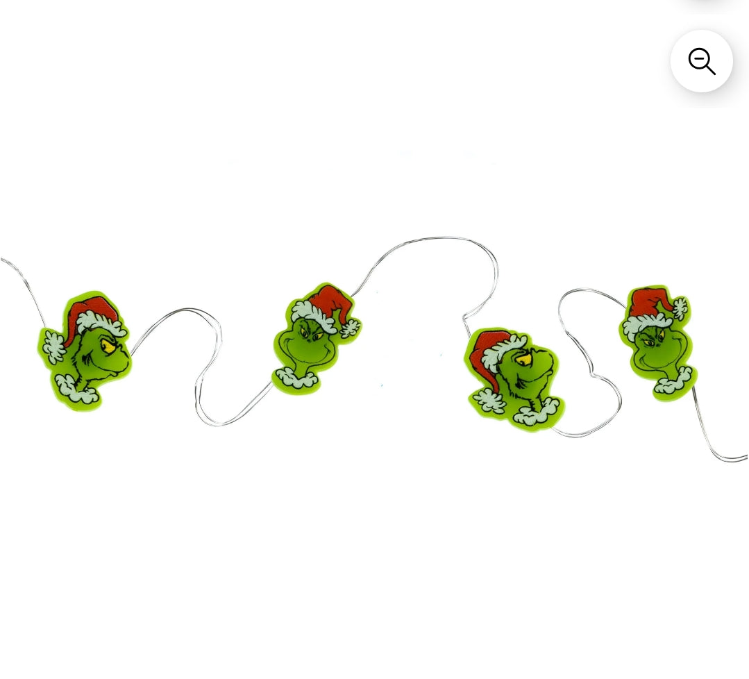 Dr. Seuss The Grinch 7 ft LED Holiday String Lights with 20 Micro Bulbs and Grinch Faces