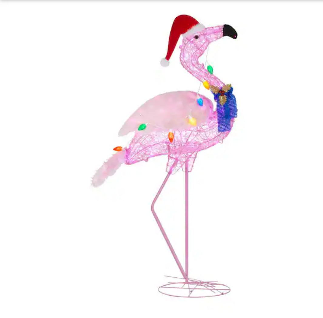 5 ft. Coastal LED Flamingo Holiday Yard Decoration