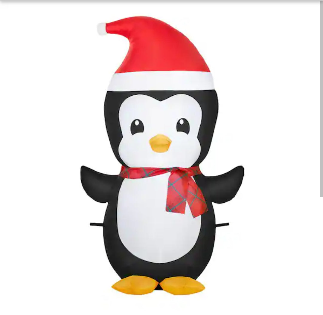 3.5 ft. H x 2 ft. W LED Airblown Holiday Lights Penguin with Santa Hat Christmas Inflatable