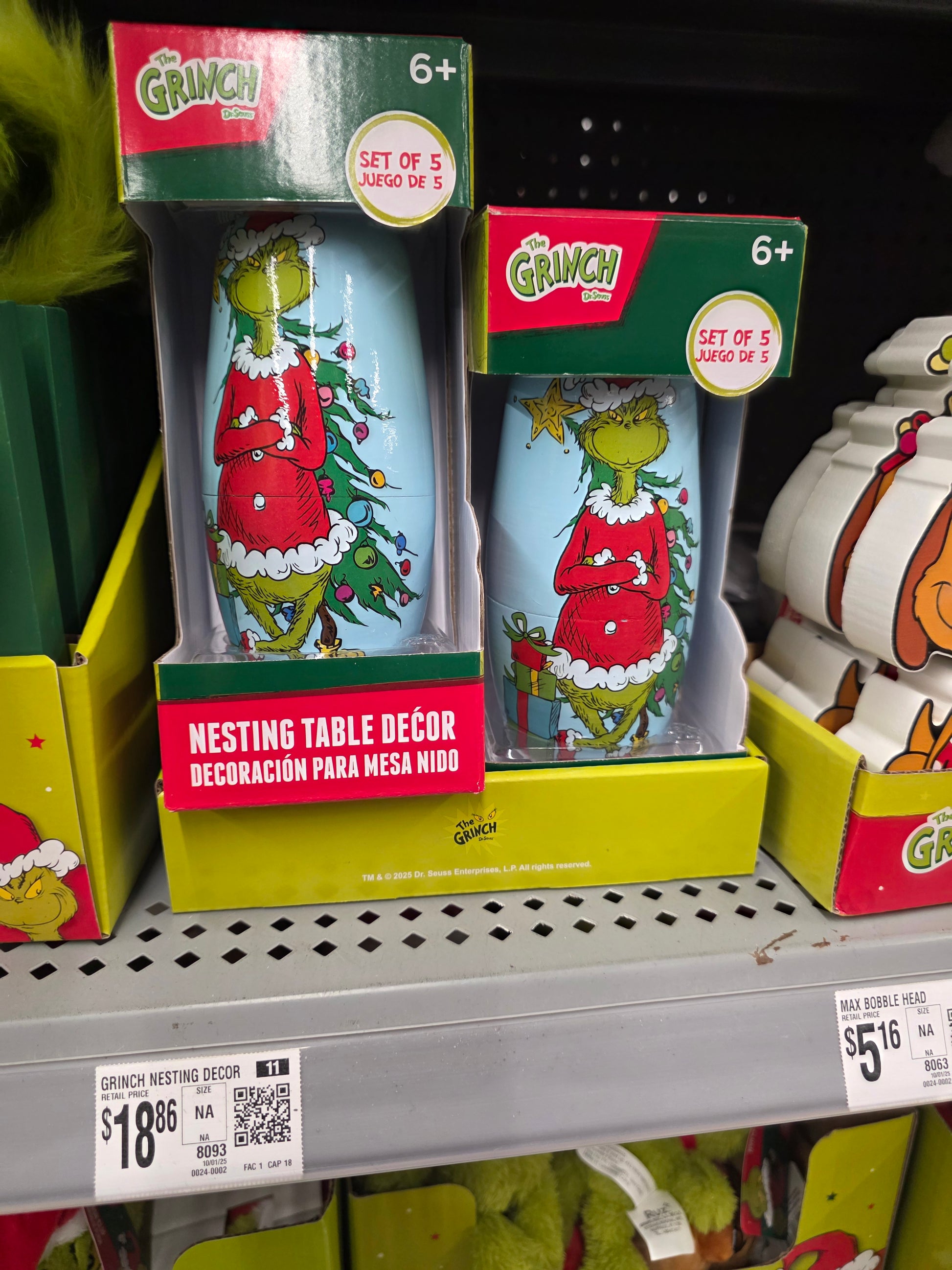Grinch 5 Piece Nesting Doll Set, Featuring Grinch and His Whoville Friends