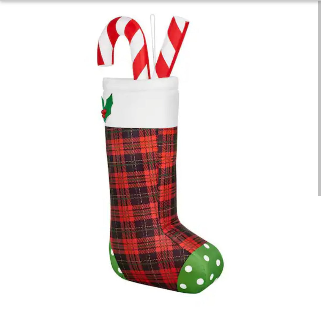 3.5 ft LED Hanging Plaid Stocking