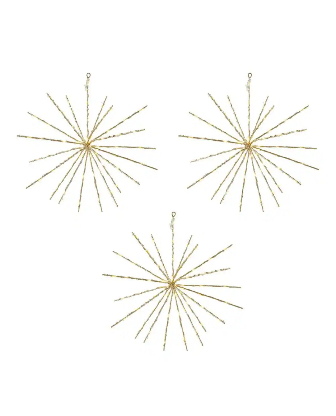 12 in. Battery Operated Twinkling LED Hanging Starburst Lights with Timer (3-Pack)