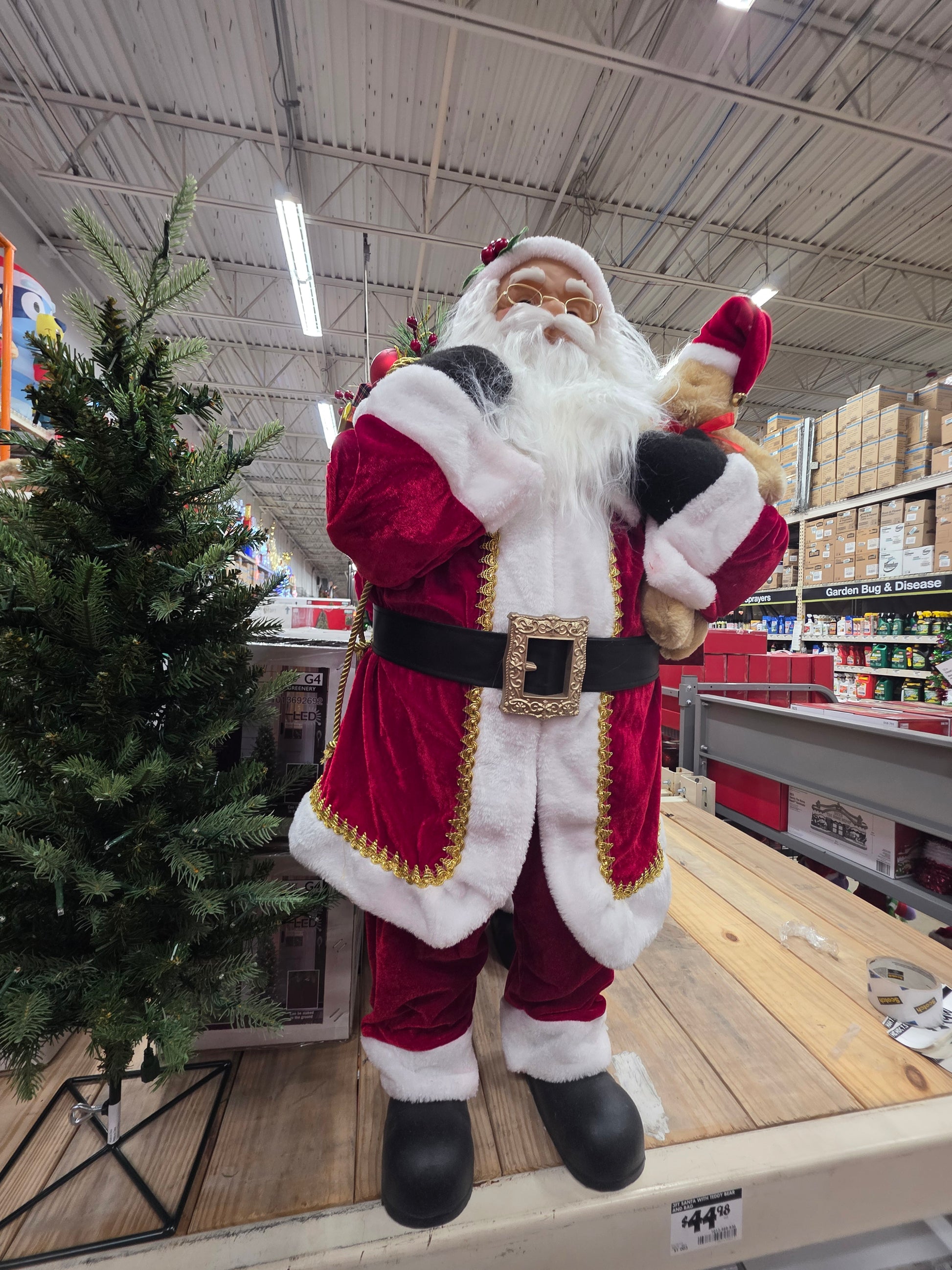 3 ft Santa with Presents and Bear