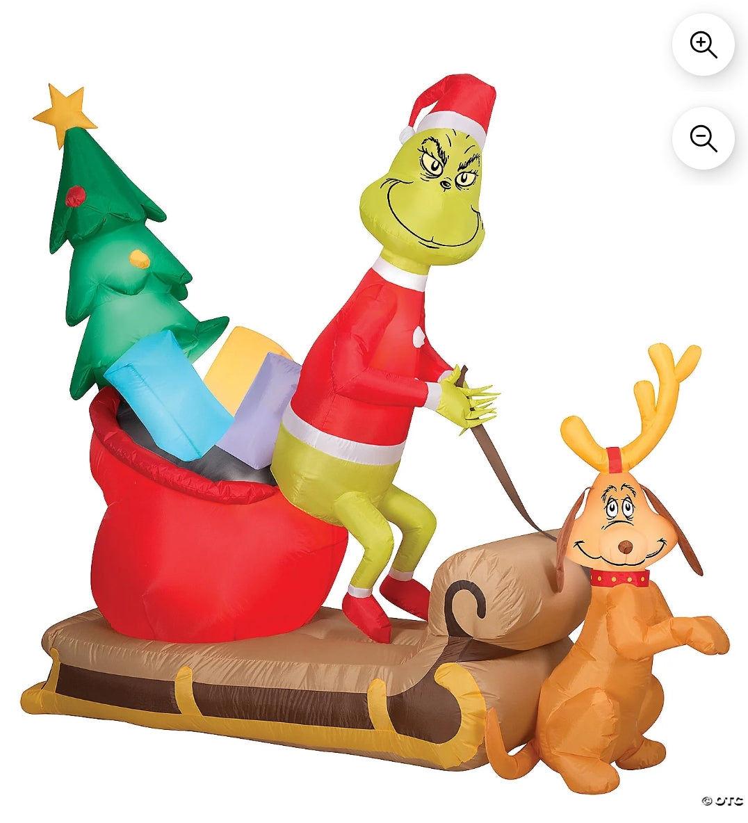 6.5 ft Grinch & Max Sleigh Christmas Airblown Yard Inflatable, Multicolor, by Dr. Seuss