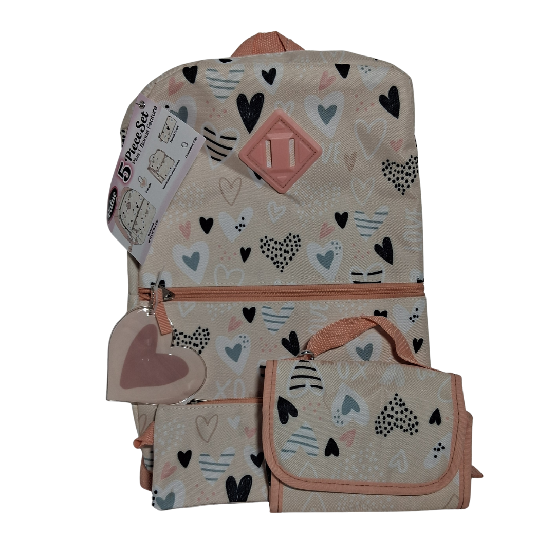 Hearts Backpack 5pc Set