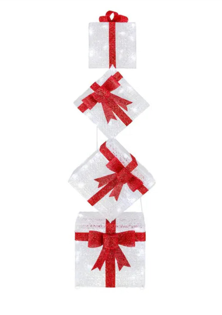5.5 ft. Icicle Shimmer Twinkling LED Stacked Gift Boxes Holiday Yard Decoration