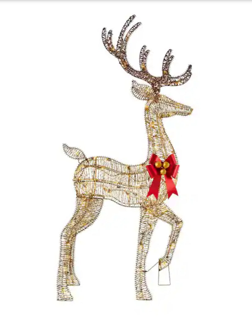 5 ft. Polar Wishes LED Golden Standing Buck Holiday Yard Decoration