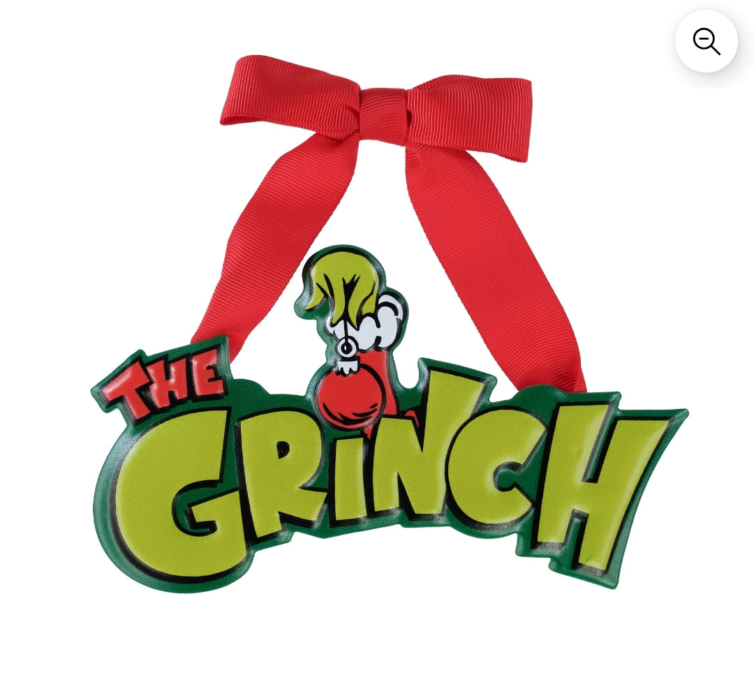 The Grinch Who Stole Christmas "The Grinch" Mini Metal Sign, 7" Wide, Metal, Green, Red,