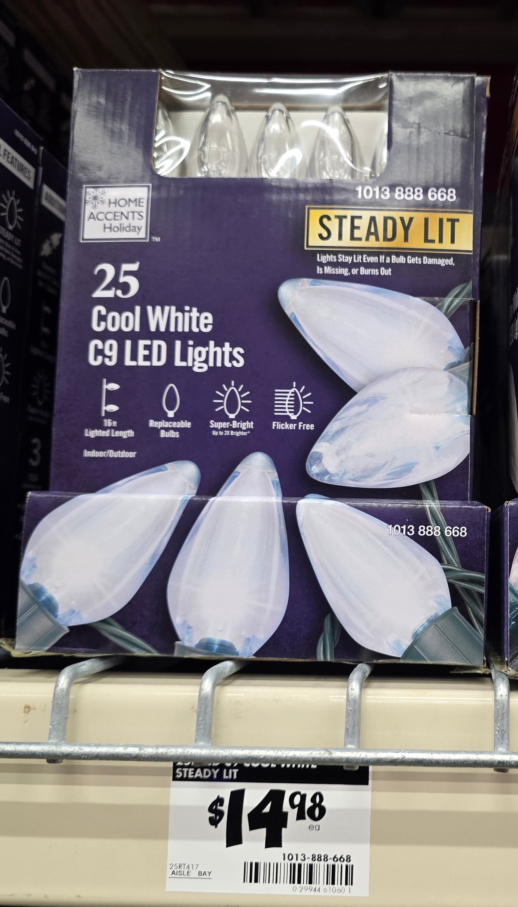 25 Cool White C9 LED Lights