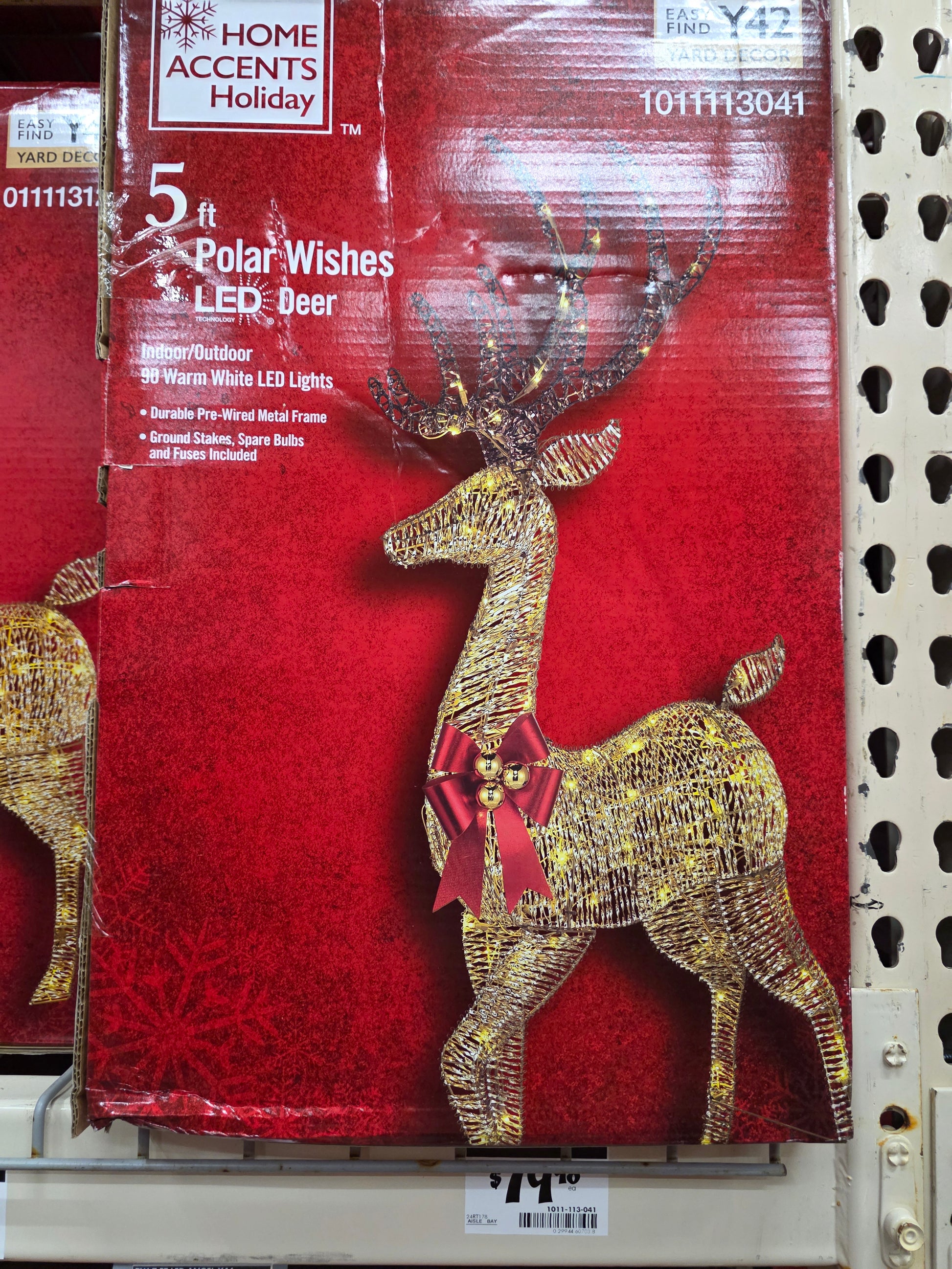 5 ft. Polar Wishes LED Golden Standing Buck Holiday Yard Decoration