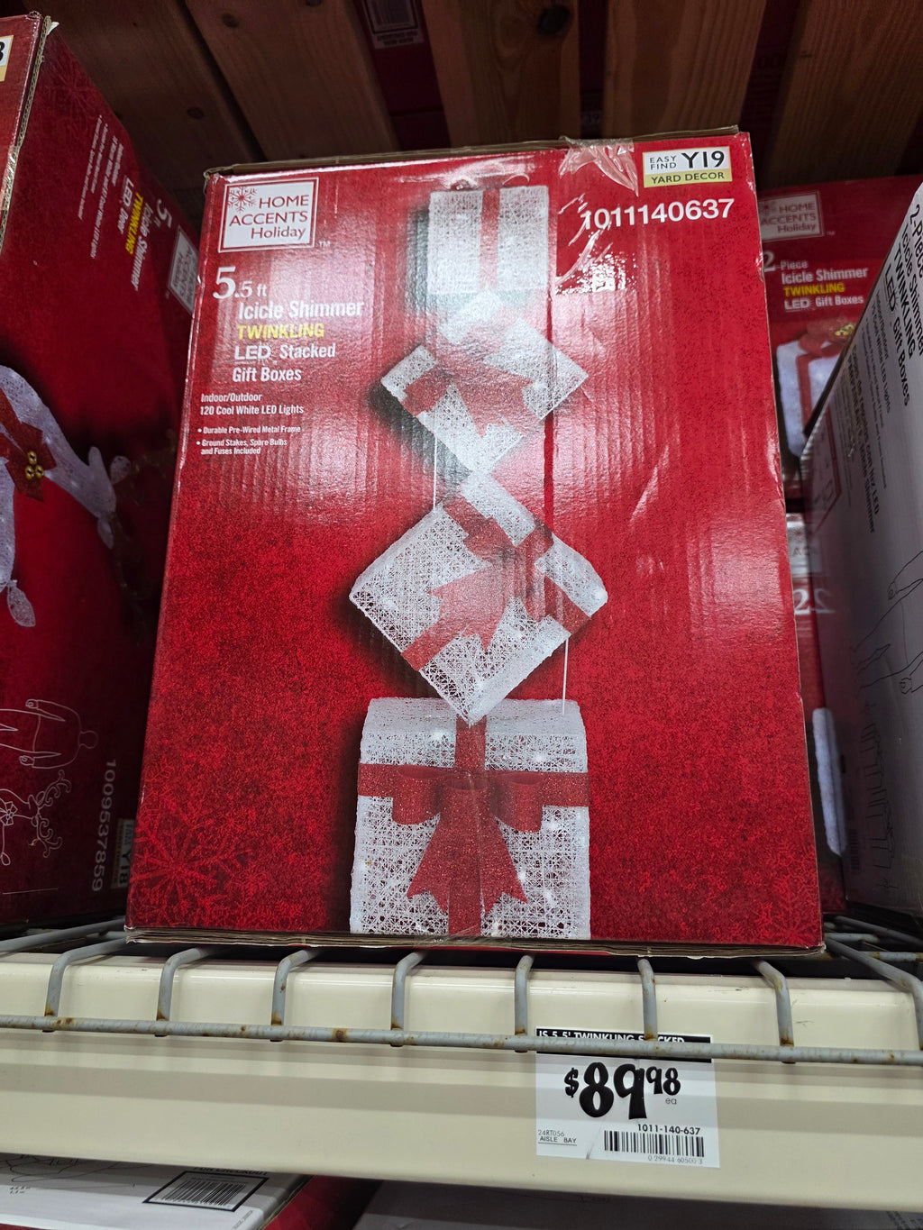5.5 ft. Icicle Shimmer Twinkling LED Stacked Gift Boxes Holiday Yard Decoration