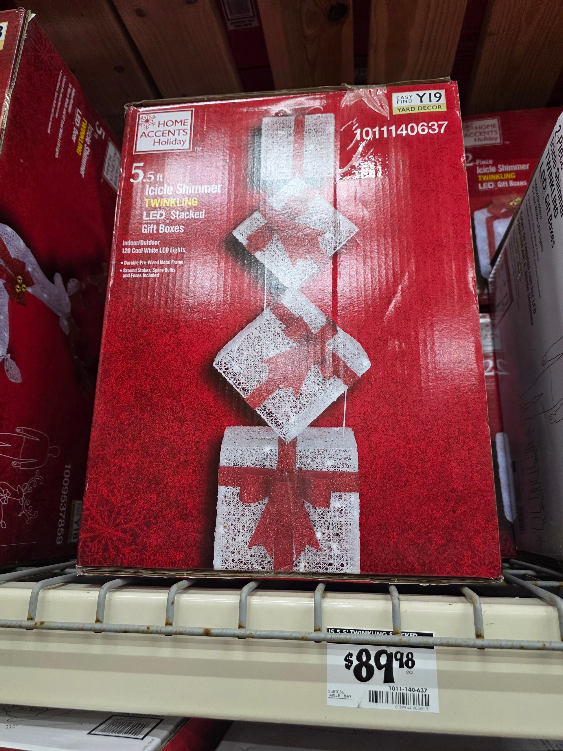 5.5 ft. Icicle Shimmer Twinkling LED Stacked Gift Boxes Holiday Yard Decoration