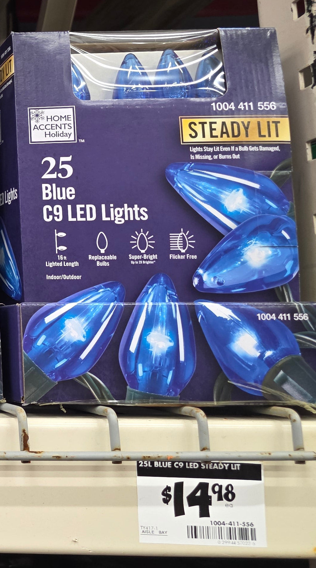 25 Steady Lit Super Bright C9 LED String Lights