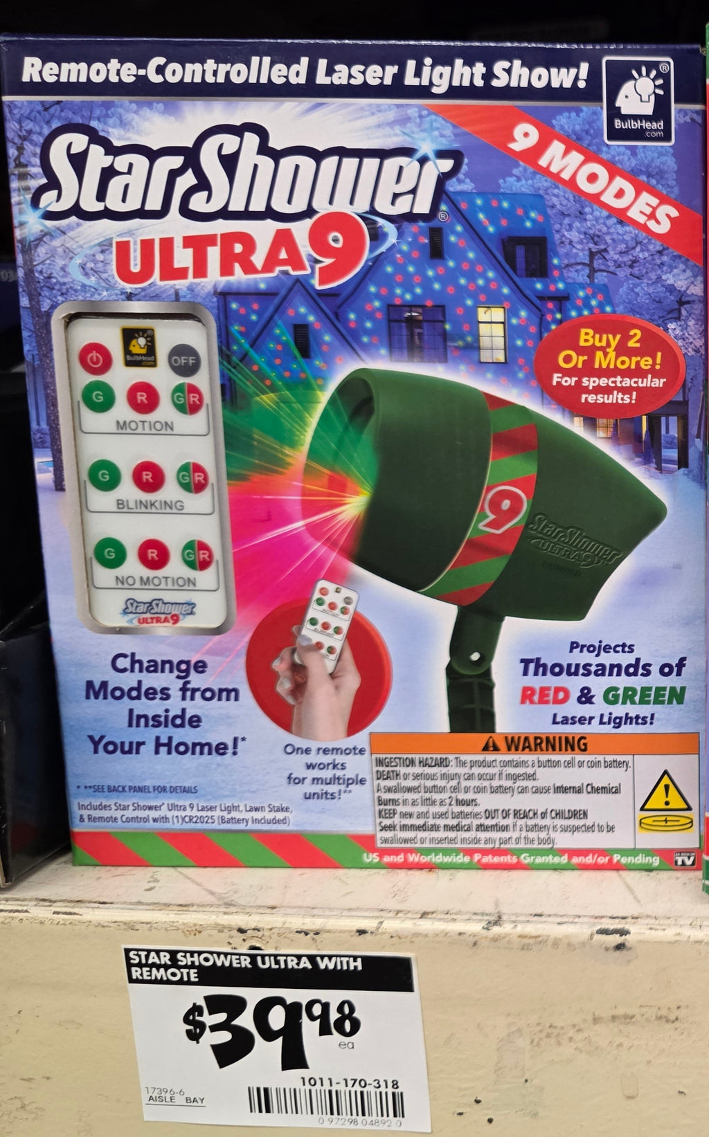 8 in. 9-Pattern Christmas Projector Light with Remote