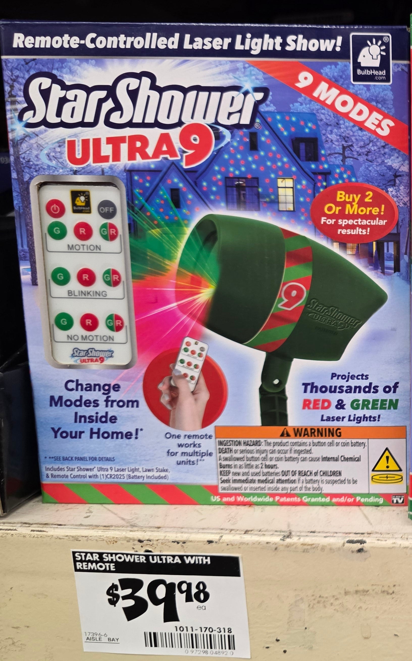 8 in. 9-Pattern Christmas Projector Light with Remote