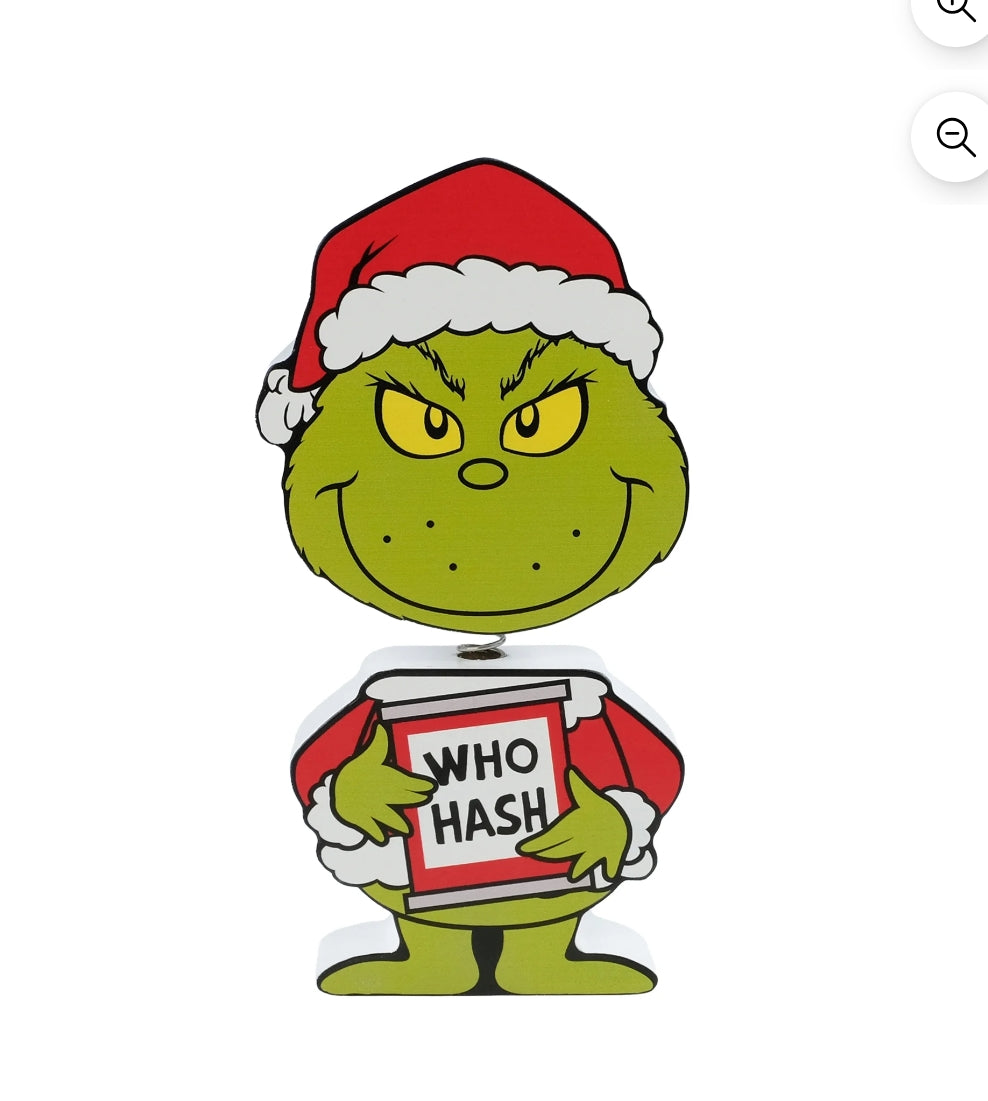 The Grinch Who Stole Christmas, Chunky Wood Bobblehead Table Top Décor, 6.5" Tall