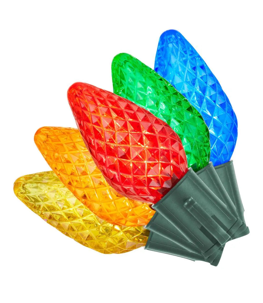 25 Multi-Colored Faceted Steady Lit Super Bright C9 String LED Lights