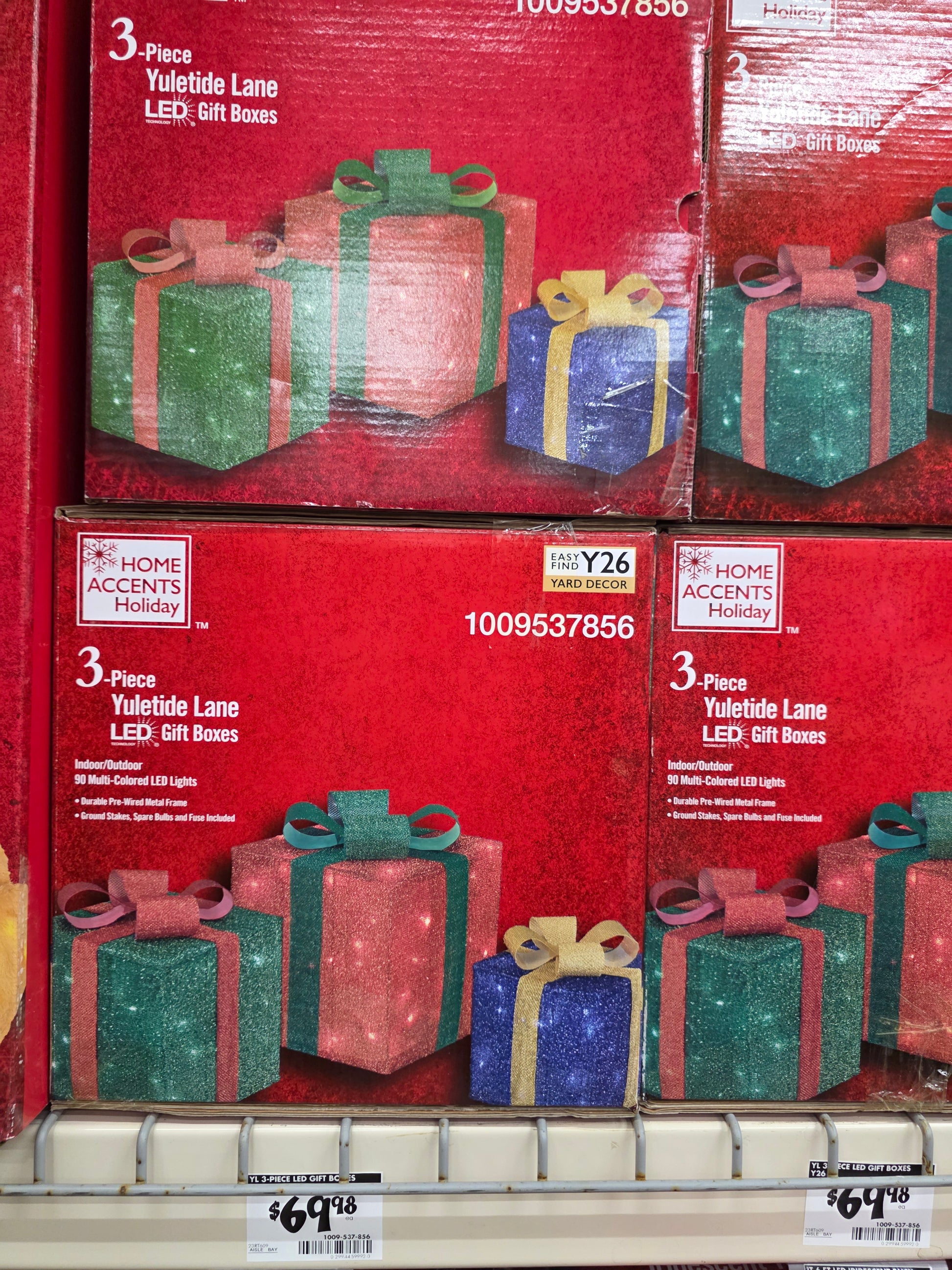 3-Piece Yuletide Lane LED Gift Boxes Holiday Yard Decoration
