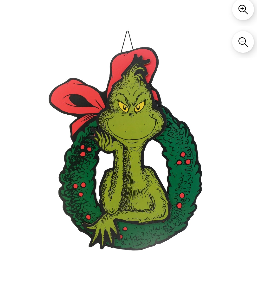 Grinch in Wreath Hanging Decoration, 16 inches Tall,