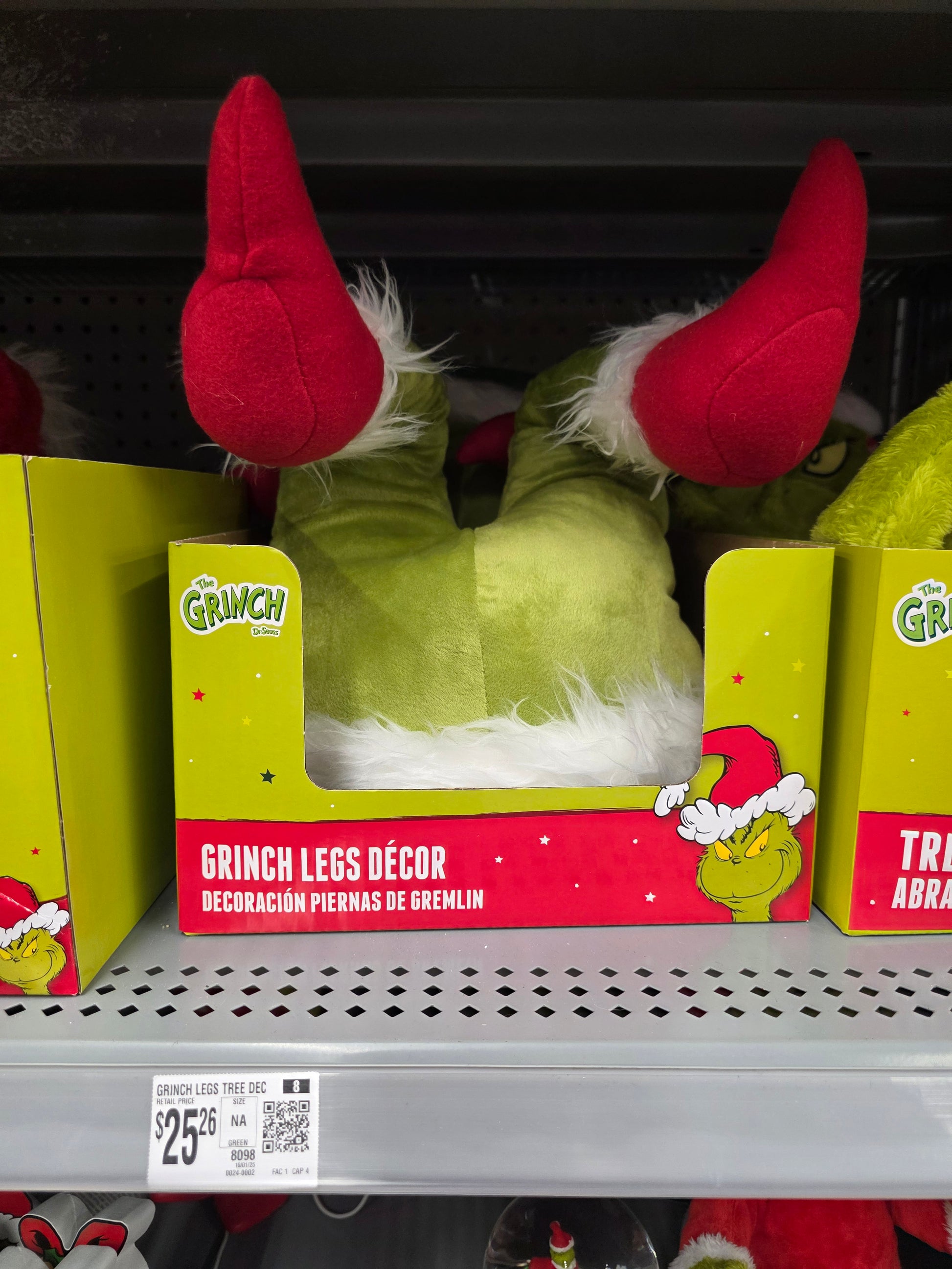 Dr. Seuss' How The Grinch Stole Christmas Grinch Furry Plush
Leg Christmas Décor 12.6 inch