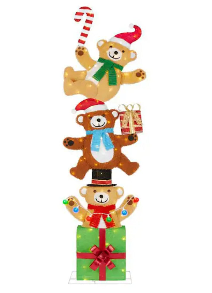 7.5 ft. Yuletide Lane LED Stacked Bears Holiday Yard Decoration