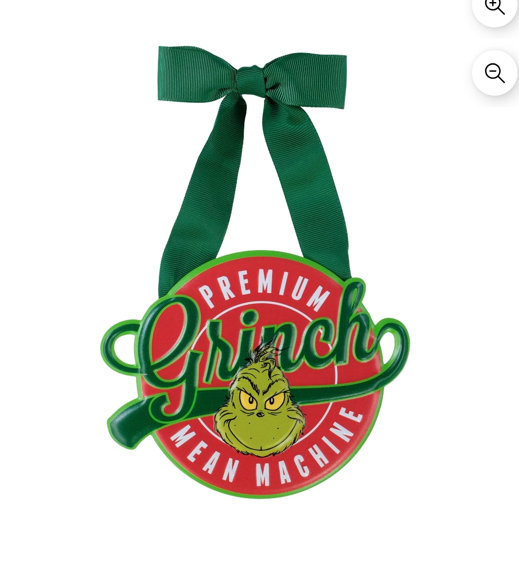 The Grinch Mini Round Metal Sign, 5 Inch Green Holiday Decor