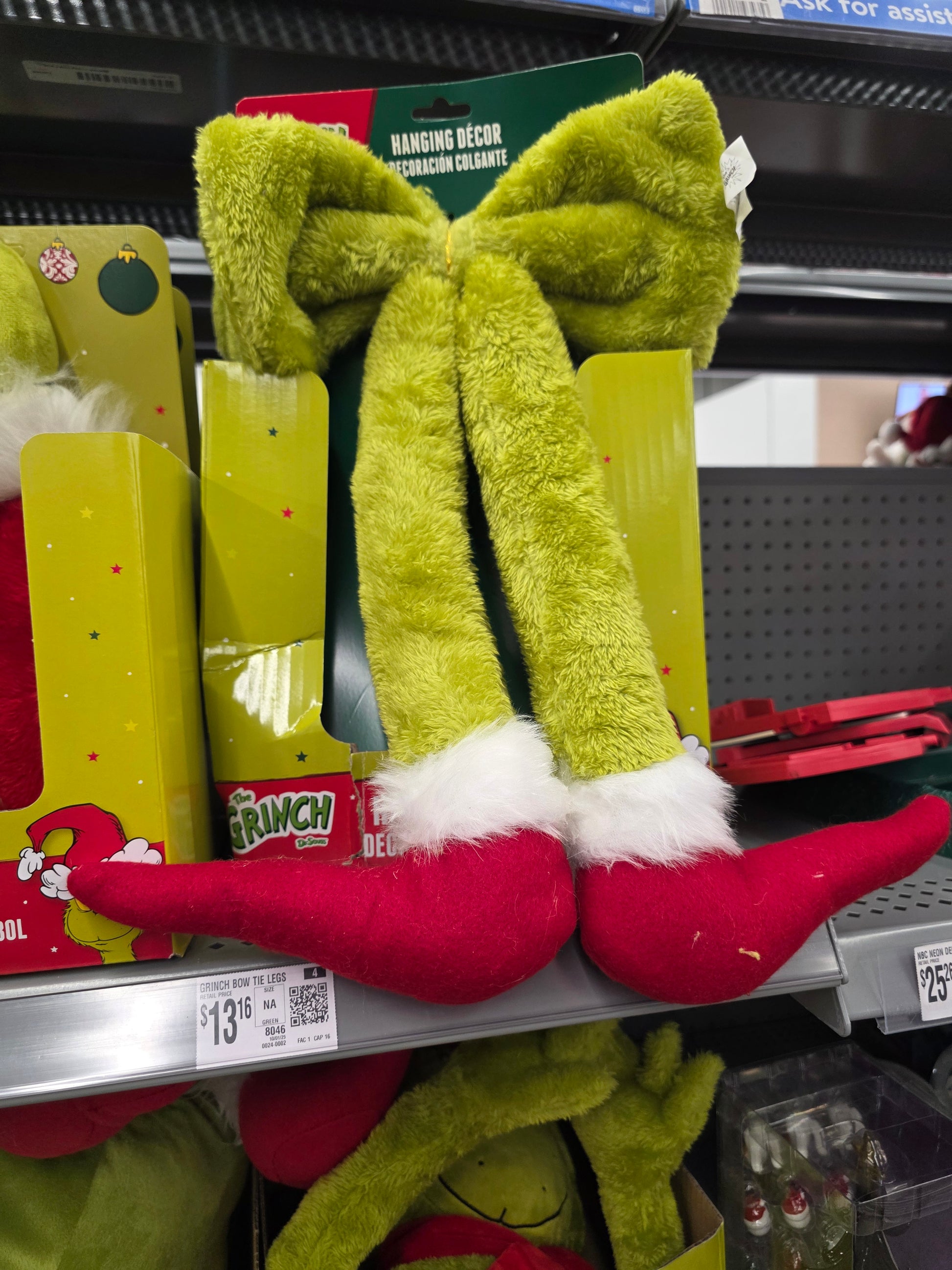 Dr. Seuss' How the Grinch Stole Christmas Hanging Green Bow Grinch Legs Door Decoration