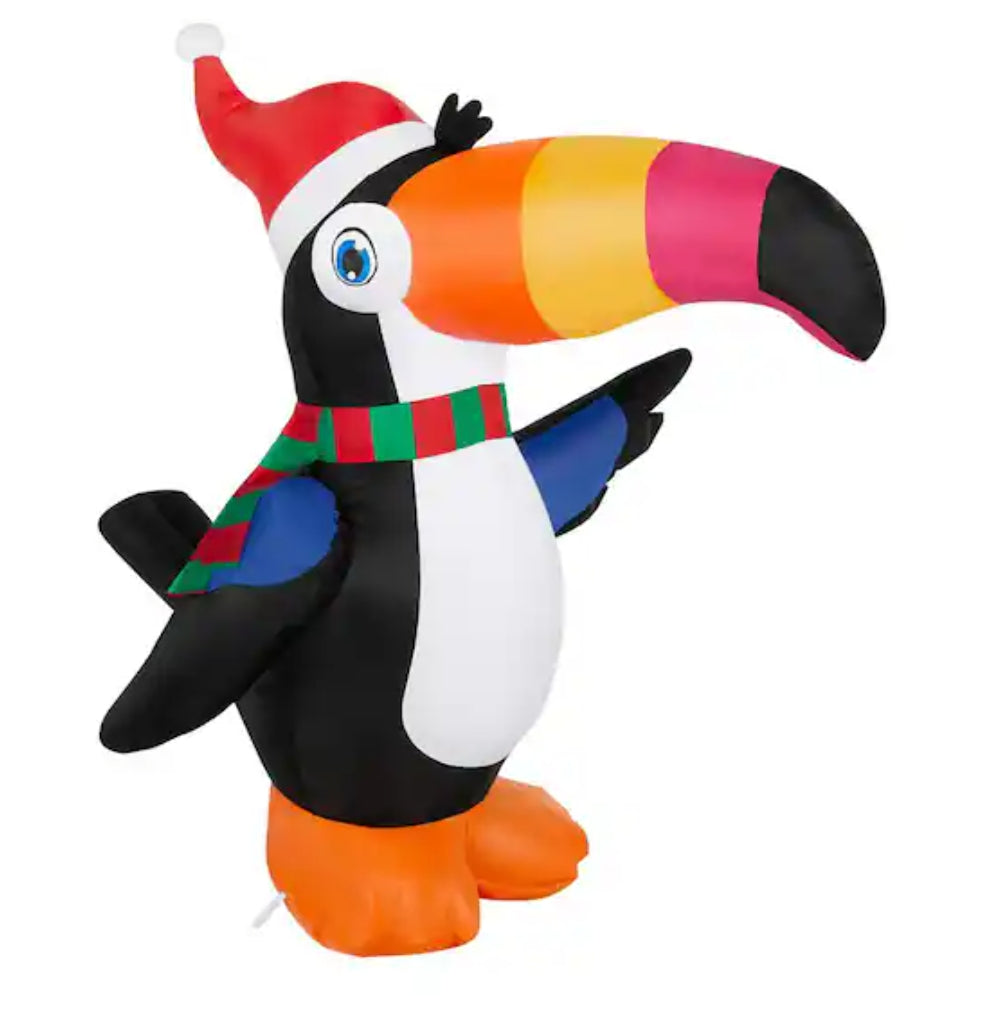 3.5 ft. H x 2.4 ft. W LED Airblown Holiday Lights Toucan with Santa Hat Christmas Inflatable