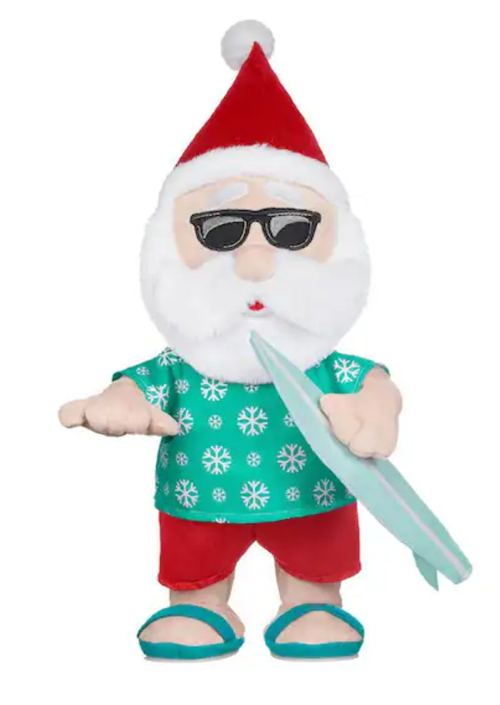15 in. Animated Surfing Santa