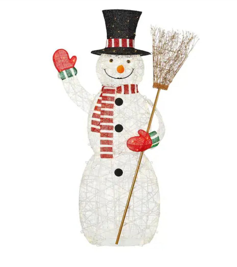 6 ft. Polar Wishes LED Snowman with Broom Holiday Yard Decoration