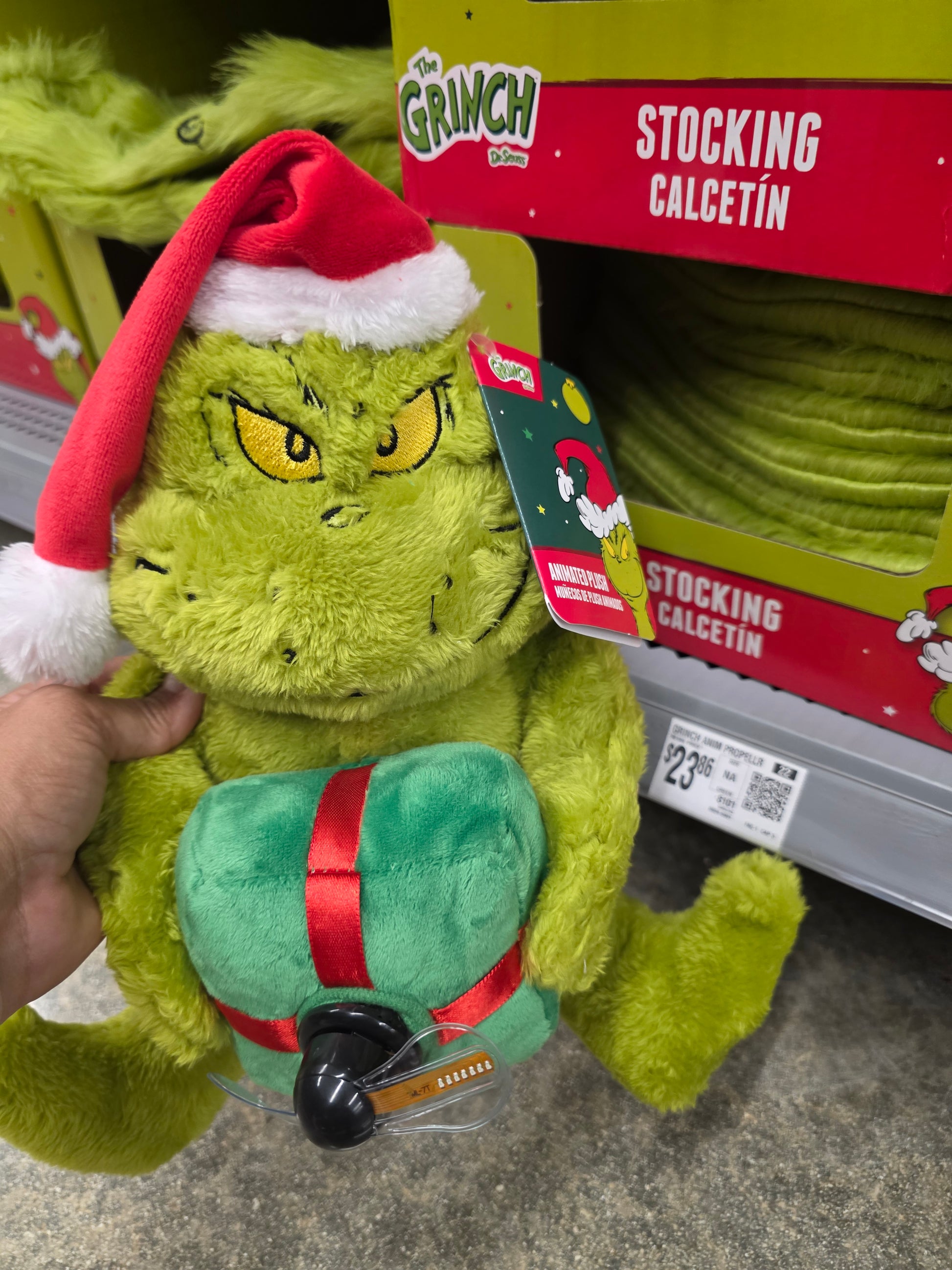 Grinch "Merry Grinchmas" Message Fan Plush, 10.25" Tall,