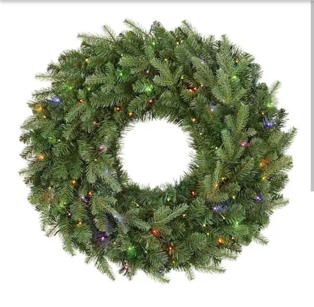 30 in Grand Duchess Twinkling Battery Operated Balsam Fir LED Pre-Lit Wreath