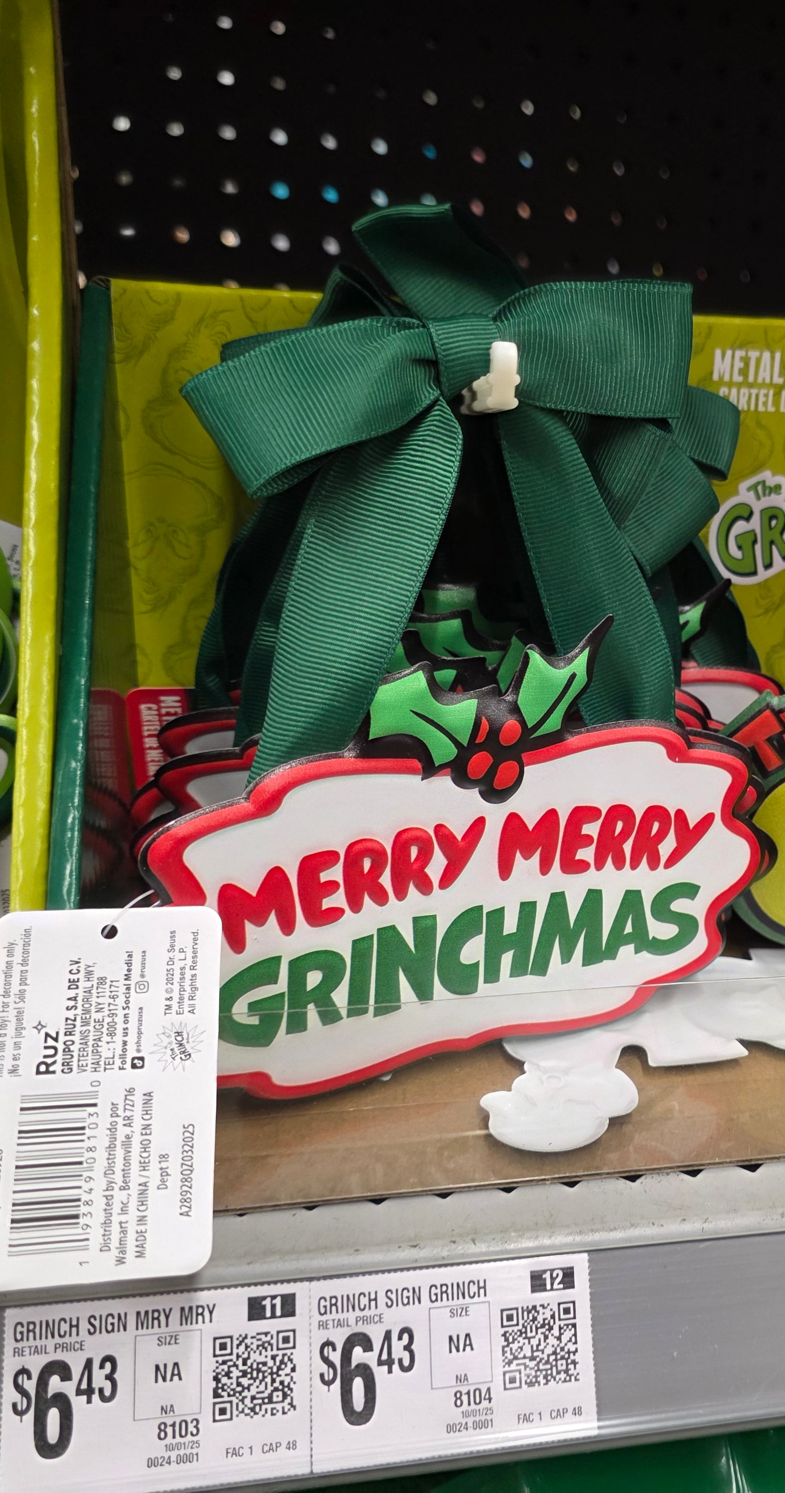 How the Grinch Stole Christmas Merry Grinchmas Metal Hanging Sign
