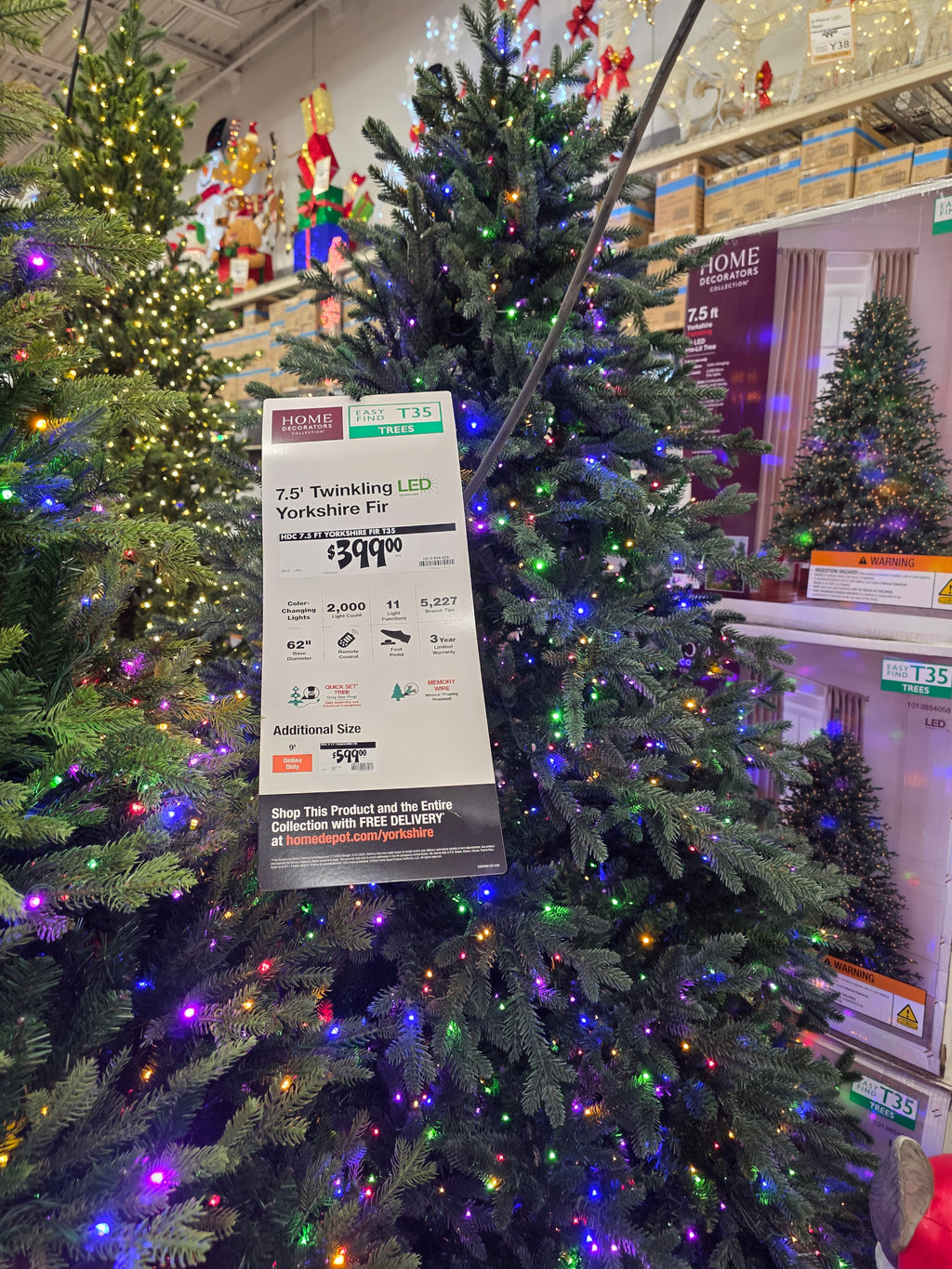 7.5 ft. Yorkshire Twinkling Fir LED Pre-Lit Artificial Christmas Tree T35