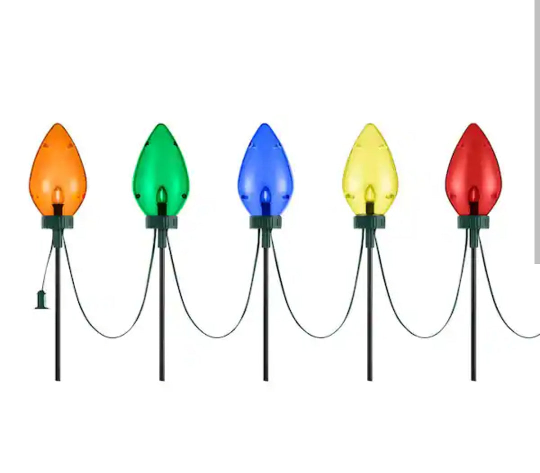20 in. Multi-Colored Giant C7 LED Pathway Lights (5-Pack)