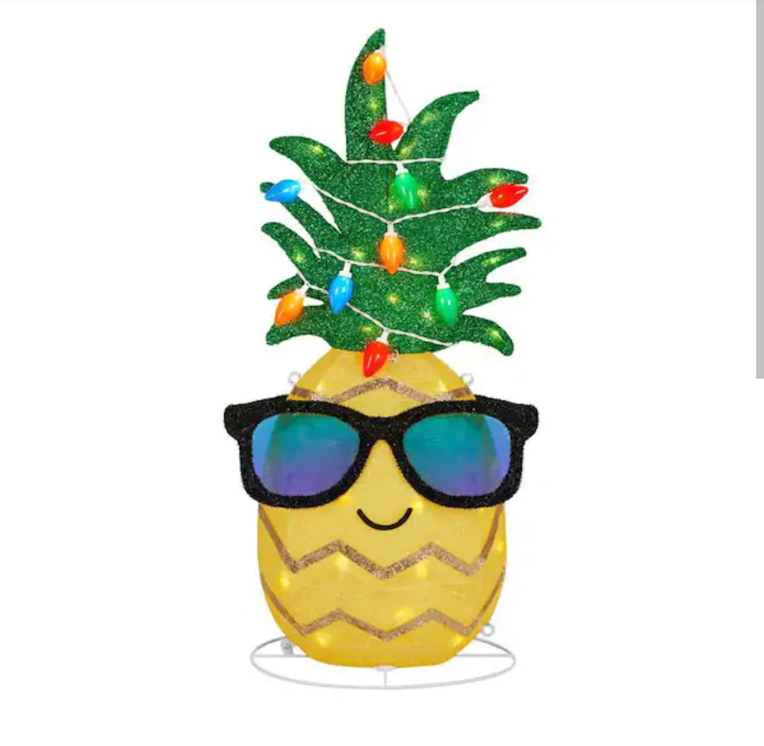 3 ft. Coastal LED Pineapple Holiday Yard Decoration