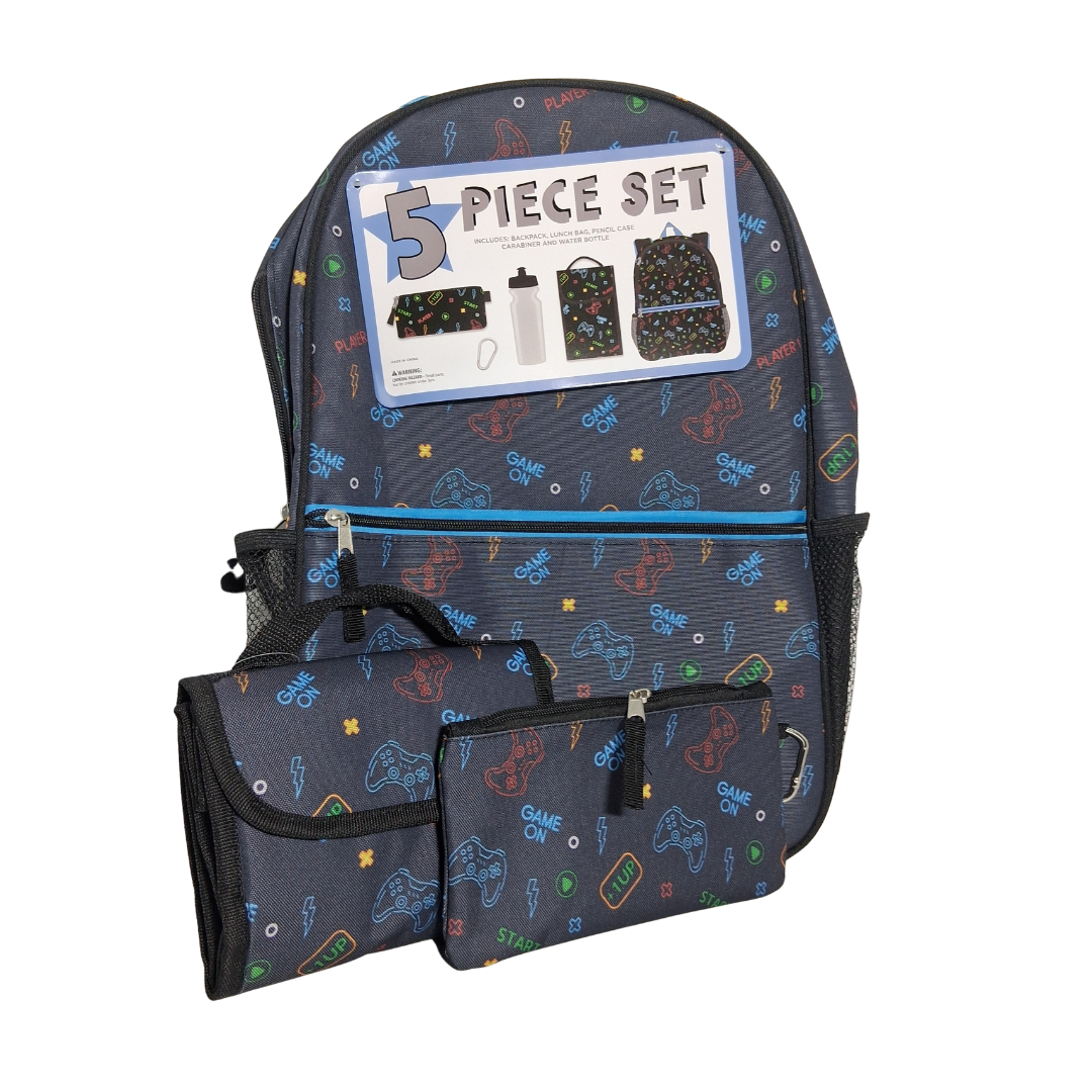 Game On Backpack 5pc Set